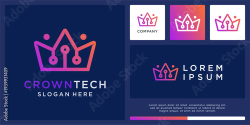 Crown tech logo design basic template