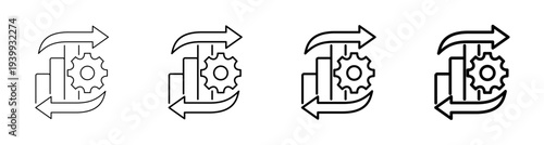 Continuous Improvement and Business Growth Process Line Art Vector Icon Illustration Editable