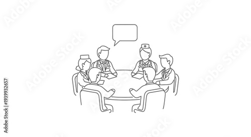 Doctors Discussing Ideas Around a Round Table in a Meeting