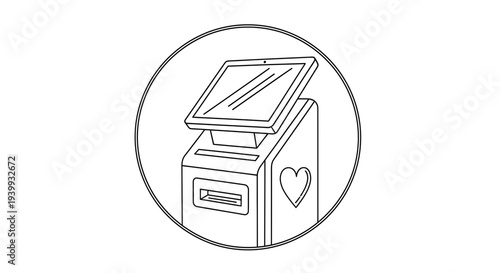 Donation Kiosk with Heart Symbol and Touchscreen