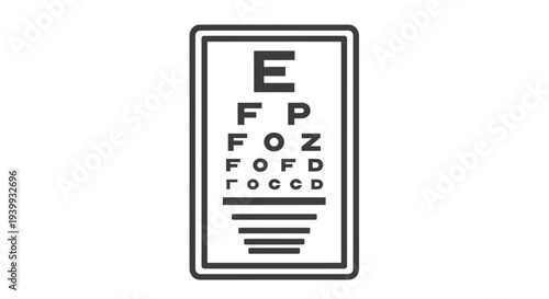 Eye Chart Vision Test Optometry Exam Snellen Chart Isolated on White Background
