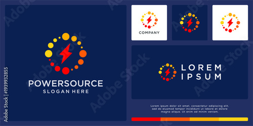 Tech power source logo design template