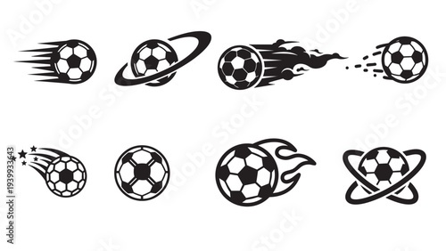 Soccer balls in space with various effects