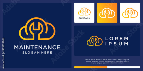 Maintenance cloud logo design with wrench