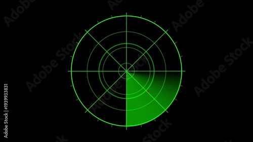 Green cyber sweeping radar navigation surveillance tracking sonar scanning overlay