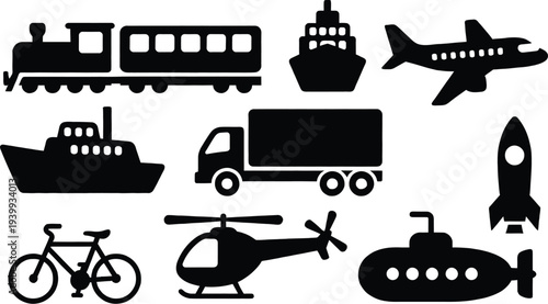 Set of 10 transportation icons vector