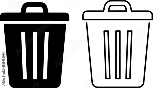 Modern trash cans in black and white for design projects