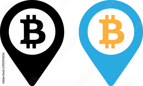 Bitcoin location icons for cryptocurrency mapping