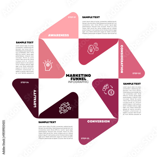 Marketing funnel infographics 4 step options simple modern for presentations. vector editable eps