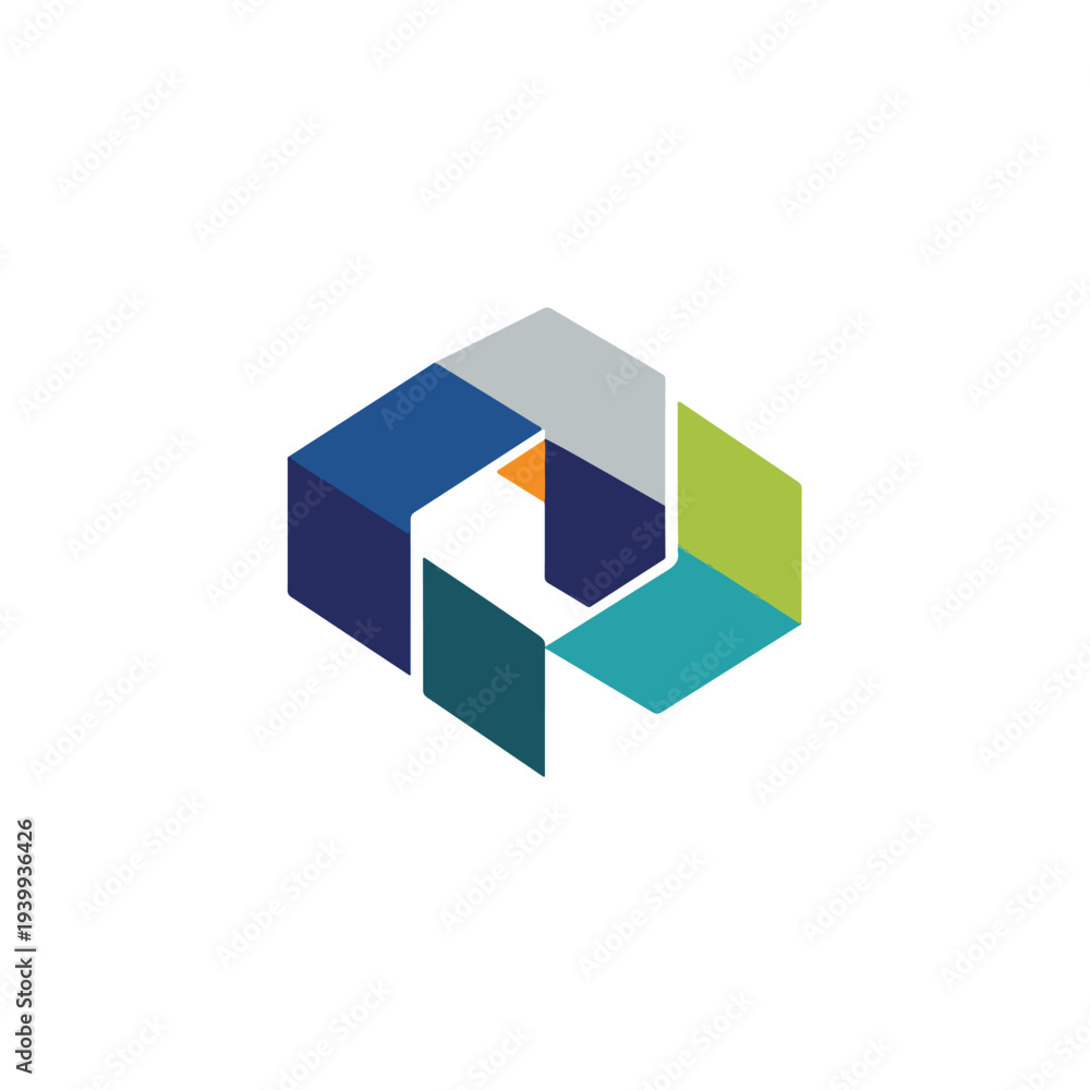 Obraz premium Abstract geometric design in various colors on a white background