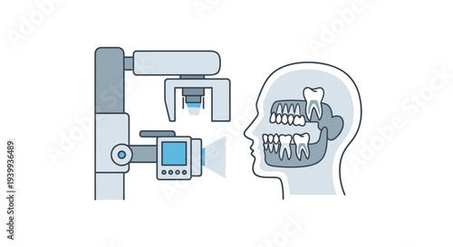 Dental X-ray Machine Scanning Patient's Jaw for Oral Health Checkup