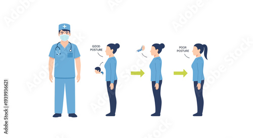 Doctor Demonstrates Correct Posture Correction for Woman