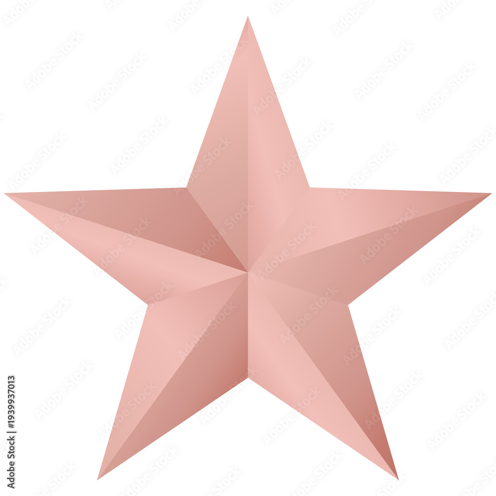 Fototapeta premium Pink Rose Gold Star Icon for Award and Rating Concept