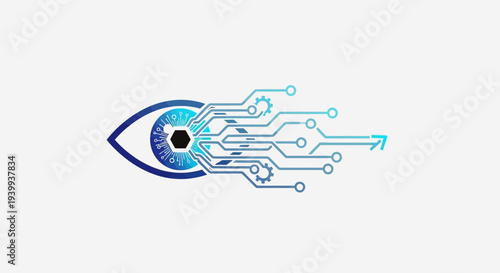 Abstract eye with circuit board design representing technology and vision