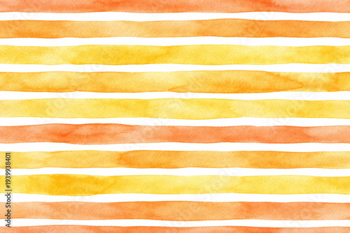 Beautiful seamless pattern with Orange yellow watercolor stripes. hand painted brush strokes, striped background. Vector illustration.
