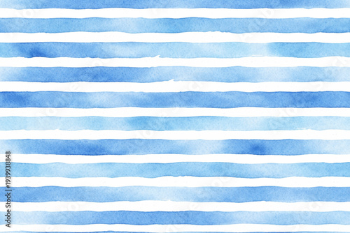 Beautiful seamless pattern with blue watercolor stripes. hand painted brush strokes, striped background. Vector illustration.