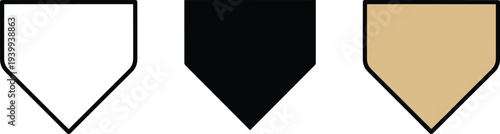 Baseball home plate icon set in outline, solid and colored styles isolated for sports design, baseball game graphics and athletic symbol illustration