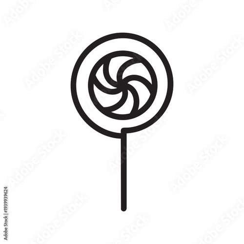A black and white drawing of a lollipop