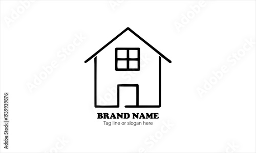 Minimalist house logo design with clean lines and a simple structure