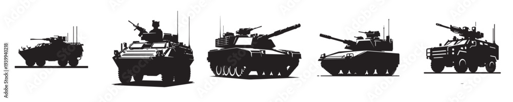 Naklejka premium military weaponry with silhouette style