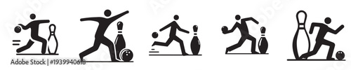 set of silhouette bowling games