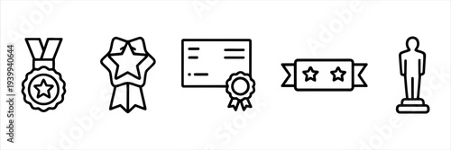 Sleek minimalist line icons representing success, excellence, victory, and prestigious awards