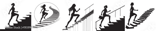 woman climbing stairs silhouette style