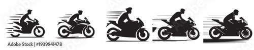 young man riding a motorbike silhouette style