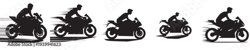 young man riding a motorbike silhouette style