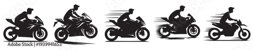 young man riding a motorbike silhouette style