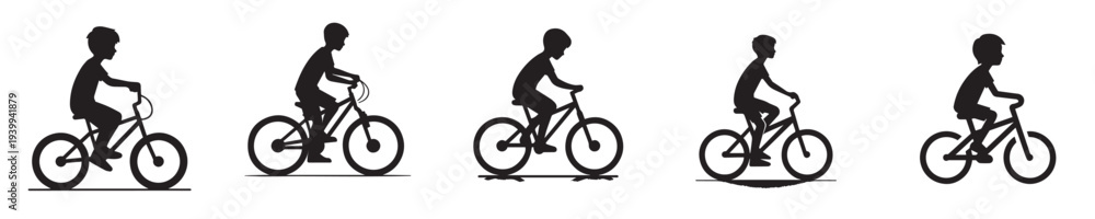 Obraz premium boy playing bicycle silhouette style