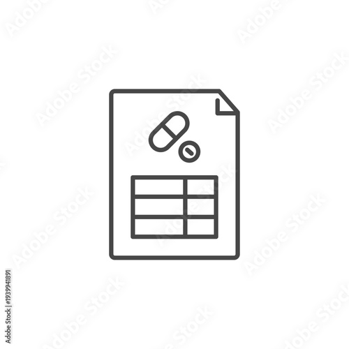お薬の処方箋・医療費明細のベクターアイコン (線画) Editable stroke