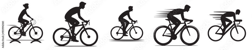 Obraz premium man riding a bicycle with silhouette style