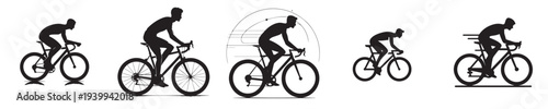 man riding a bicycle with silhouette style