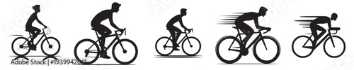 man riding a bicycle with silhouette style