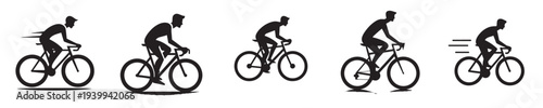 man riding a bicycle with silhouette style