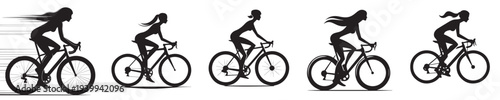 woman riding a bicycle with silhouette style