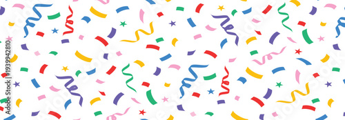Colorful confetti background, celebration ribbon pattern
