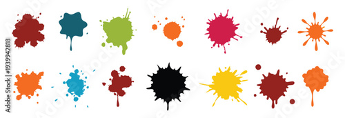 colorful grunge ink splatter splash of paints spray drops