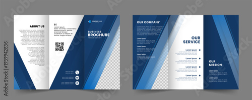 Business trifold brochure template. Modern corporate trifold brochure layout design. Vector illustration