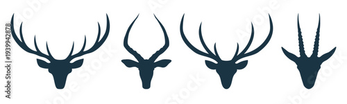 deer head with big horn illustration vector