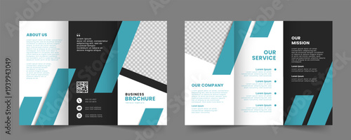 Business trifold brochure template. Modern corporate trifold brochure layout design. Vector illustration