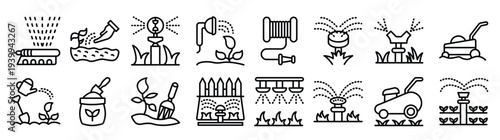 pack of gardening tools icons