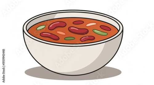 Scarlet Runner Bean Soup in Bowl Flat Illustration Isolated on Background
