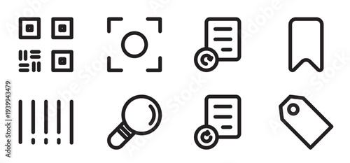 professional search scan line icon set essential for digital