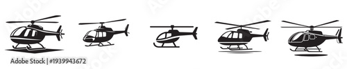 cool helicopter with silhouette style