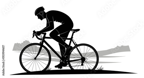 Cyclist riding bike in scenic outdoor setting with mountains