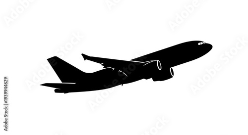 Airplane soaring through the sky in smooth ascent