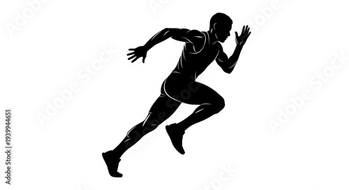 Man running in dynamic sprint motion with arms outstretched