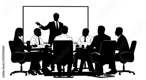 Businessman presenting to team in modern office setting